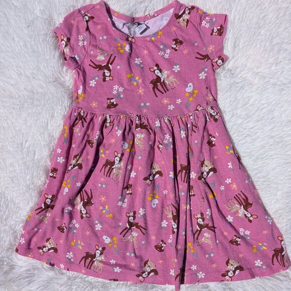 Woodland Wonder Girls’ Dress – Adorable Bambi & Floral Print 2T, 5T, 6/7 - Picture 1 of 5